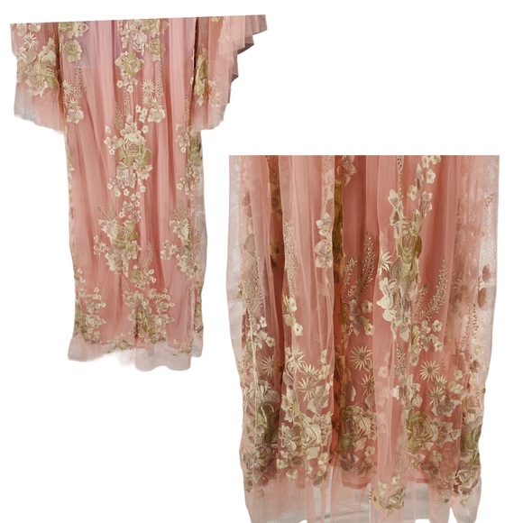 LoveShackFancy NEW Brixton Pink Lace Long Sleeve Formal Maxi Dress Size 6 - Picture 8 of 14